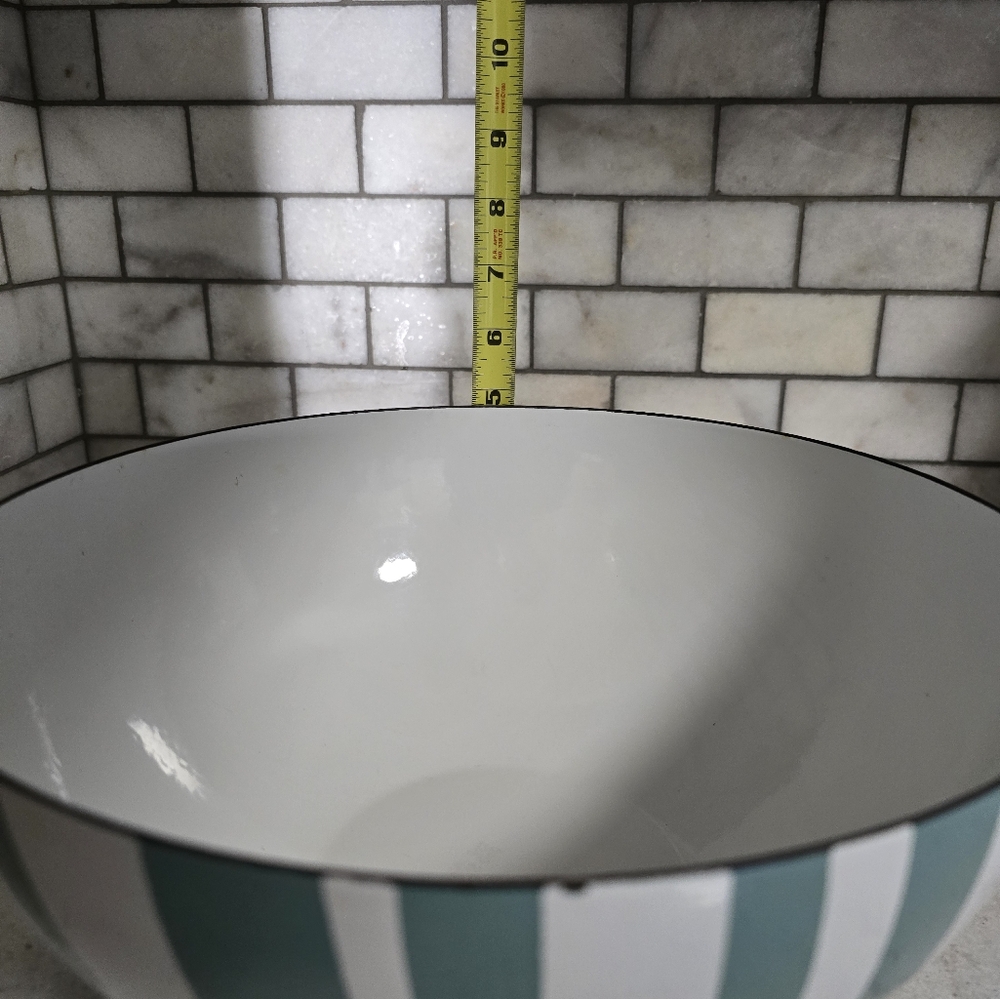 Vtg. Cathrineholm 11" Seafoam Stripe Enamel Bowl - Picture 10 of 11